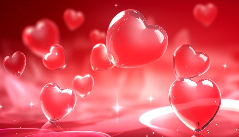 红色心型透明发光浪漫背景素材,插画/手绘图,插画/手绘图库,插画/手绘图下载,插画/手绘